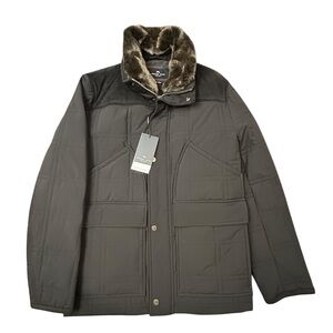 Andrew Marc Men's Quilted Insulated Puffer Jacket with Faux Fur Collar‎ S NWT